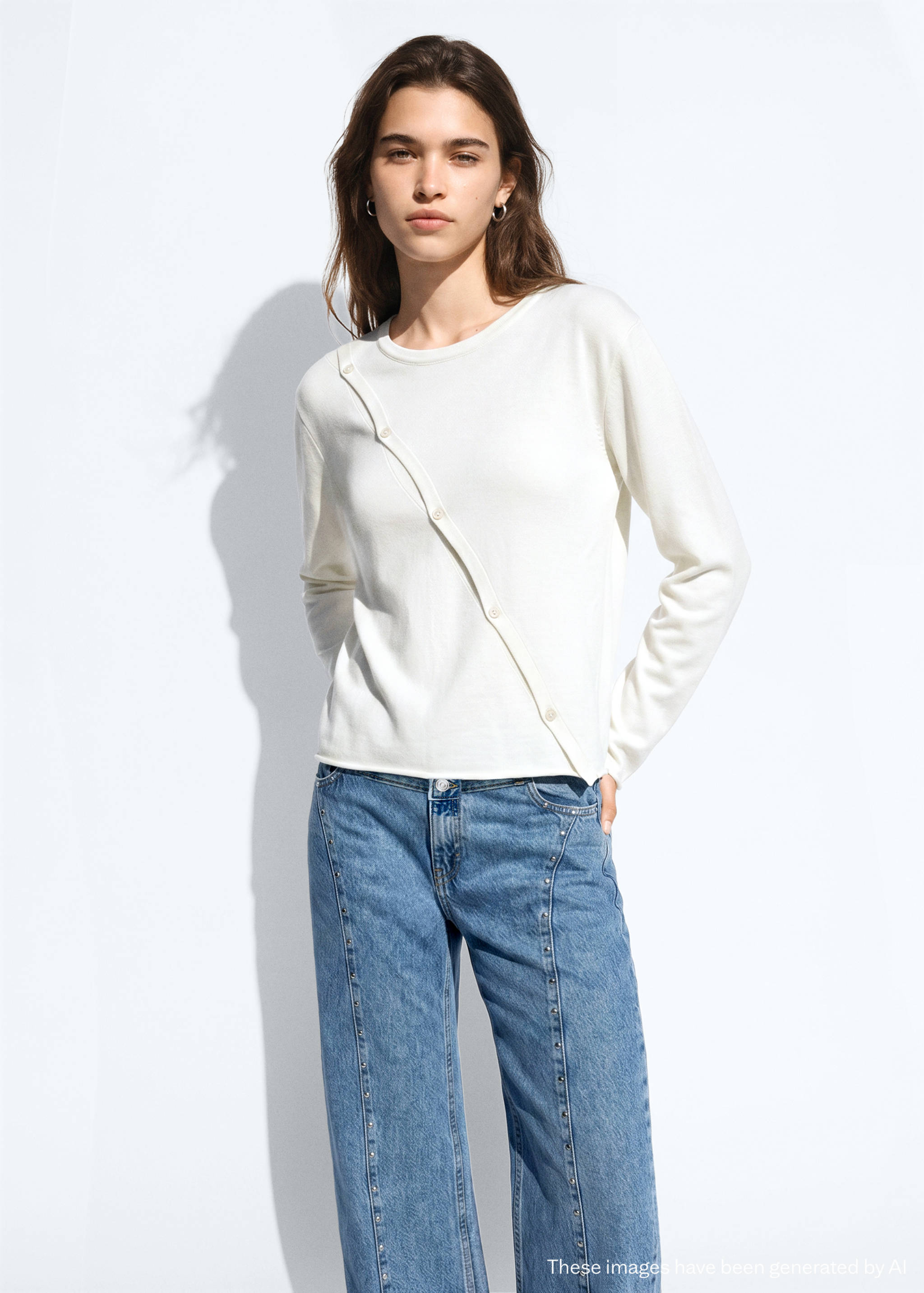 Knit cardigan with opening detail - Medium plane