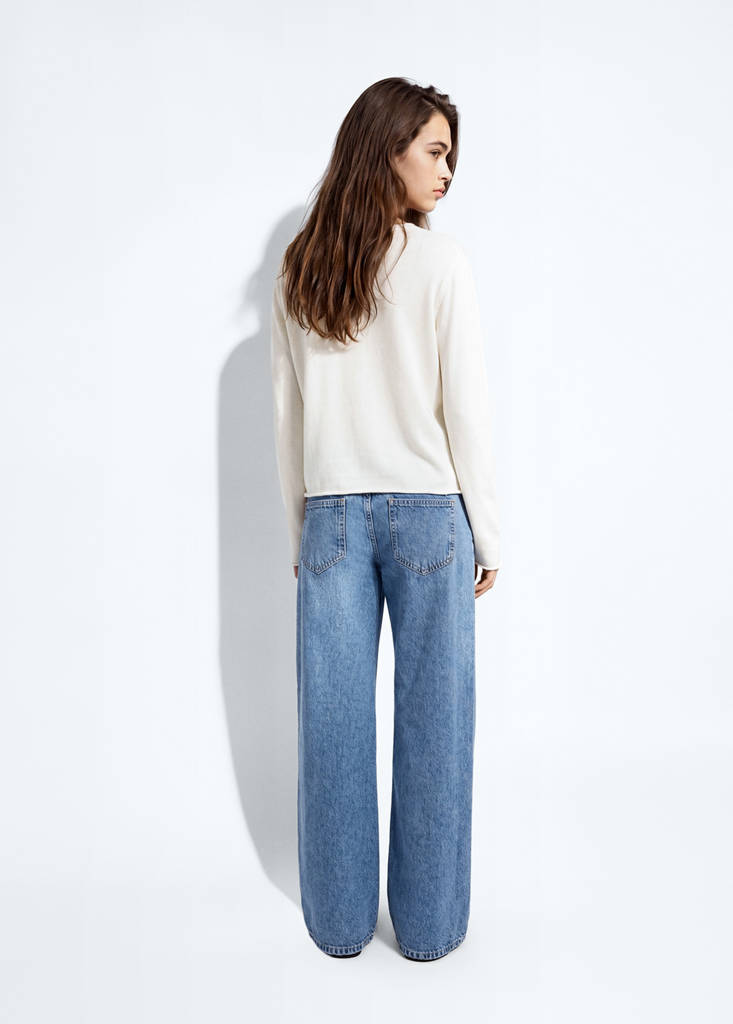 Knit cardigan with opening detail — White