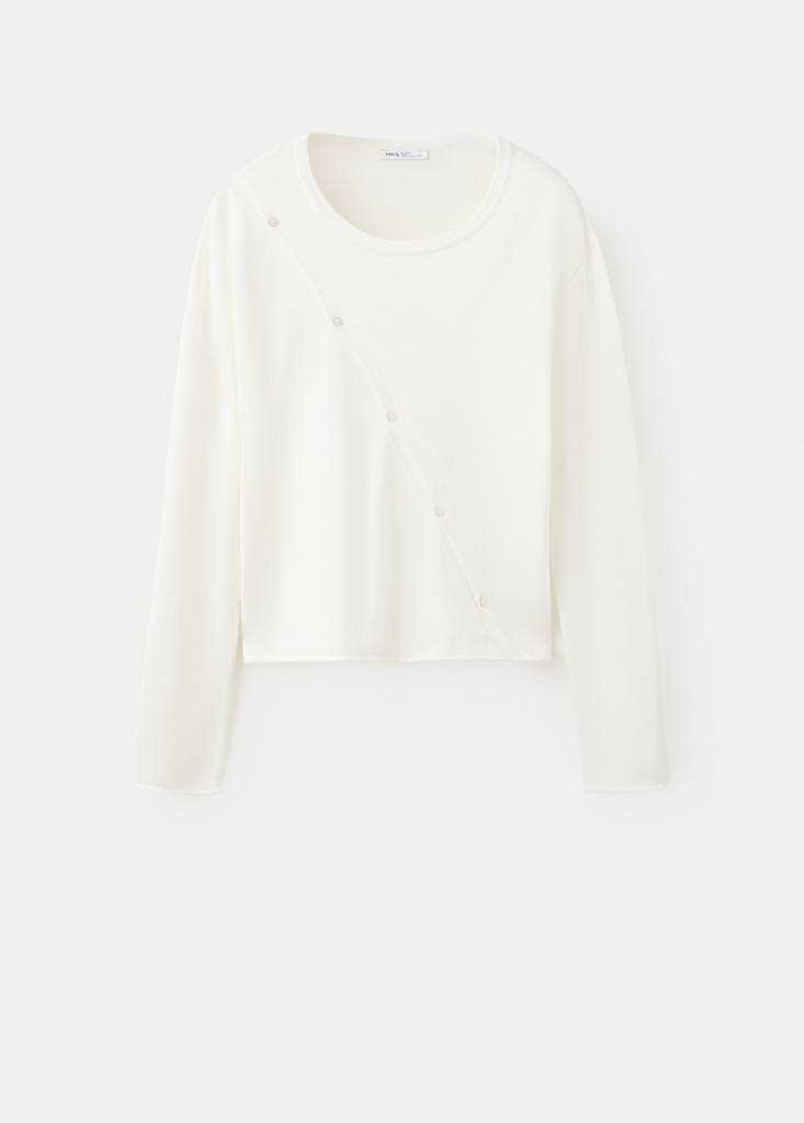 Knit cardigan with opening detail — White