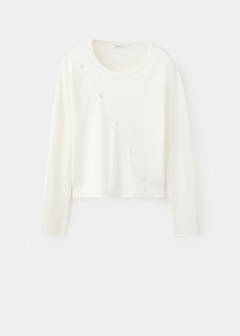 Knit cardigan with opening detail — White 3