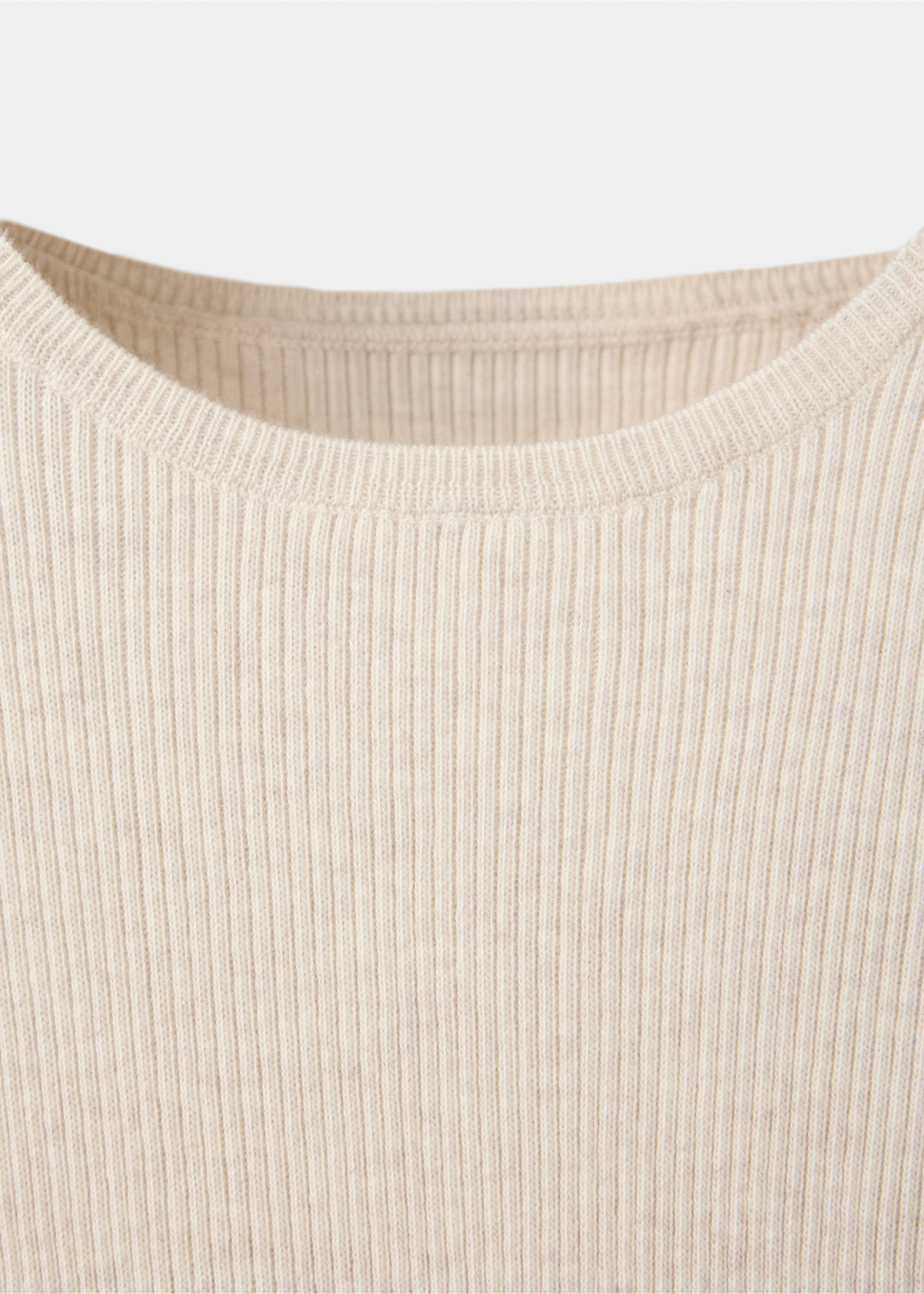 Ribbed knit top - Details of the article 8, Beige. Ref: 37043299-00.