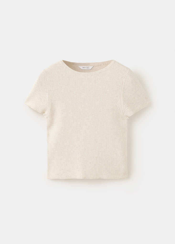 Knitted short-sleeve t-shirt — Beige