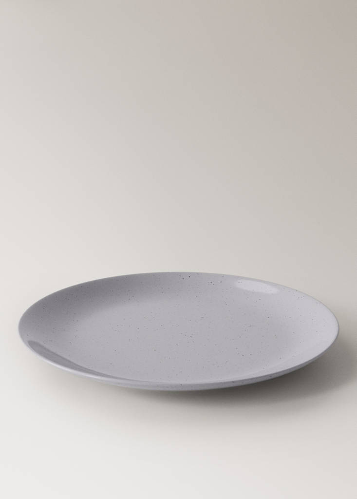 Stoneware dinner plate with spots — Blue