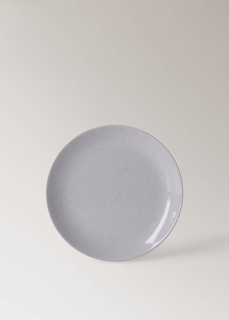 Stoneware dinner plate with spots — Blue