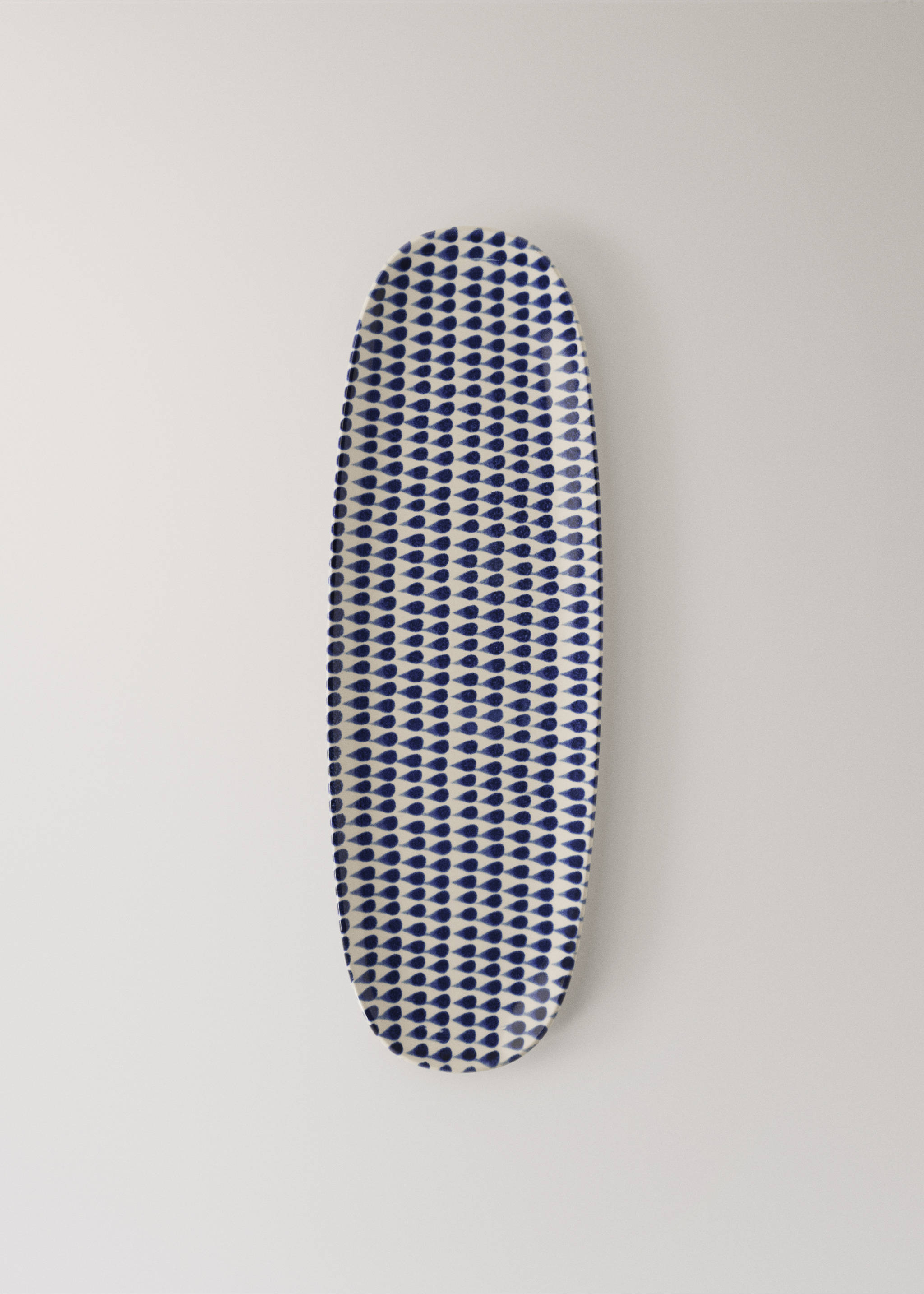 Large printed oval stoneware platter - Article without model, Night Blue. Ref: 37043312-00.
