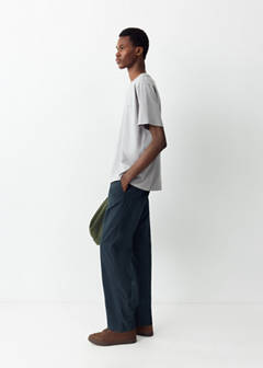 Drawstring straight trousers — Navy 1