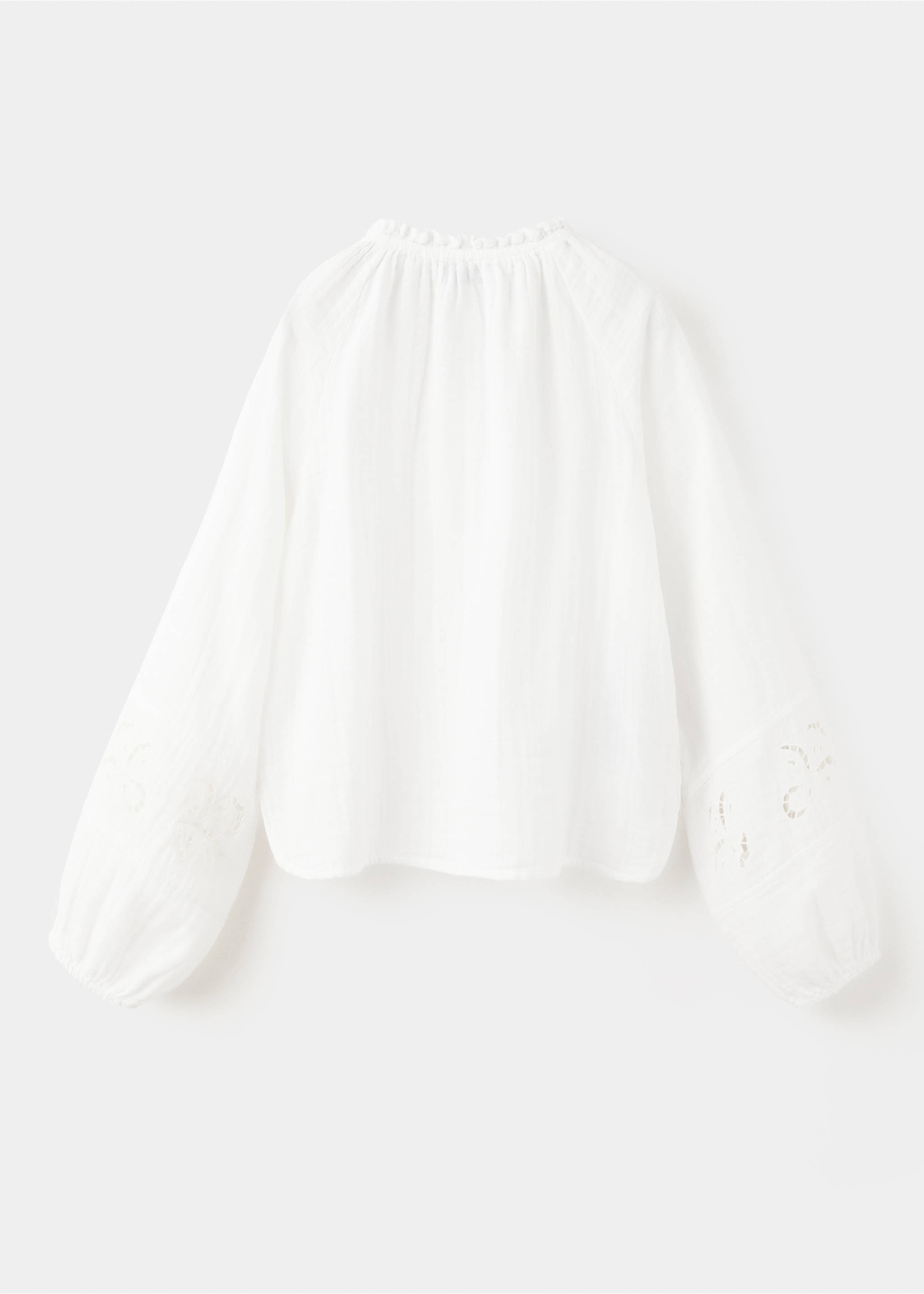 Cotton blouse with broderie anglaise embroidery - Reverse of the article, White. Ref: 37043315-00.