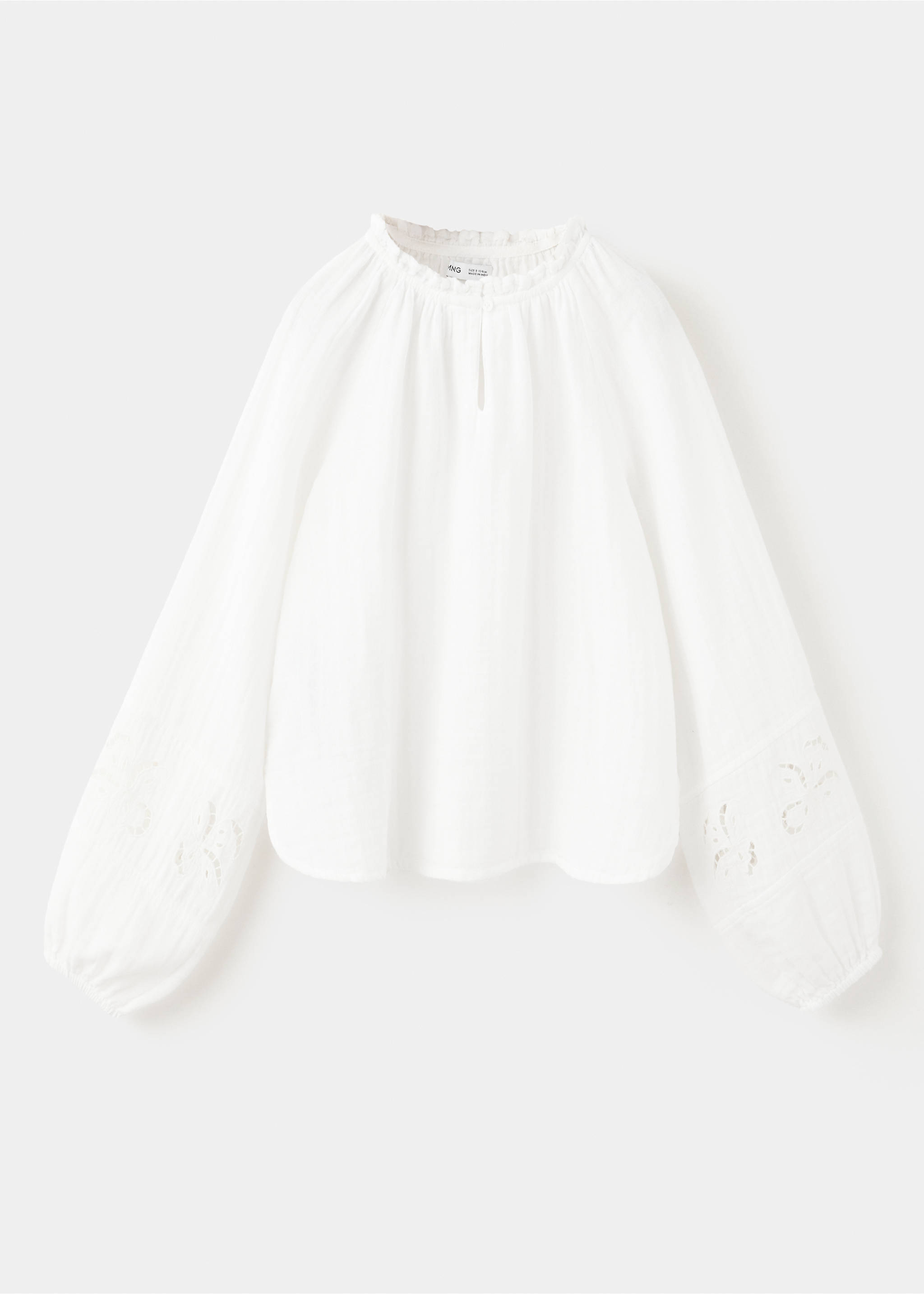 Cotton blouse with broderie anglaise embroidery - Article without model, White. Ref: 37043315-00.