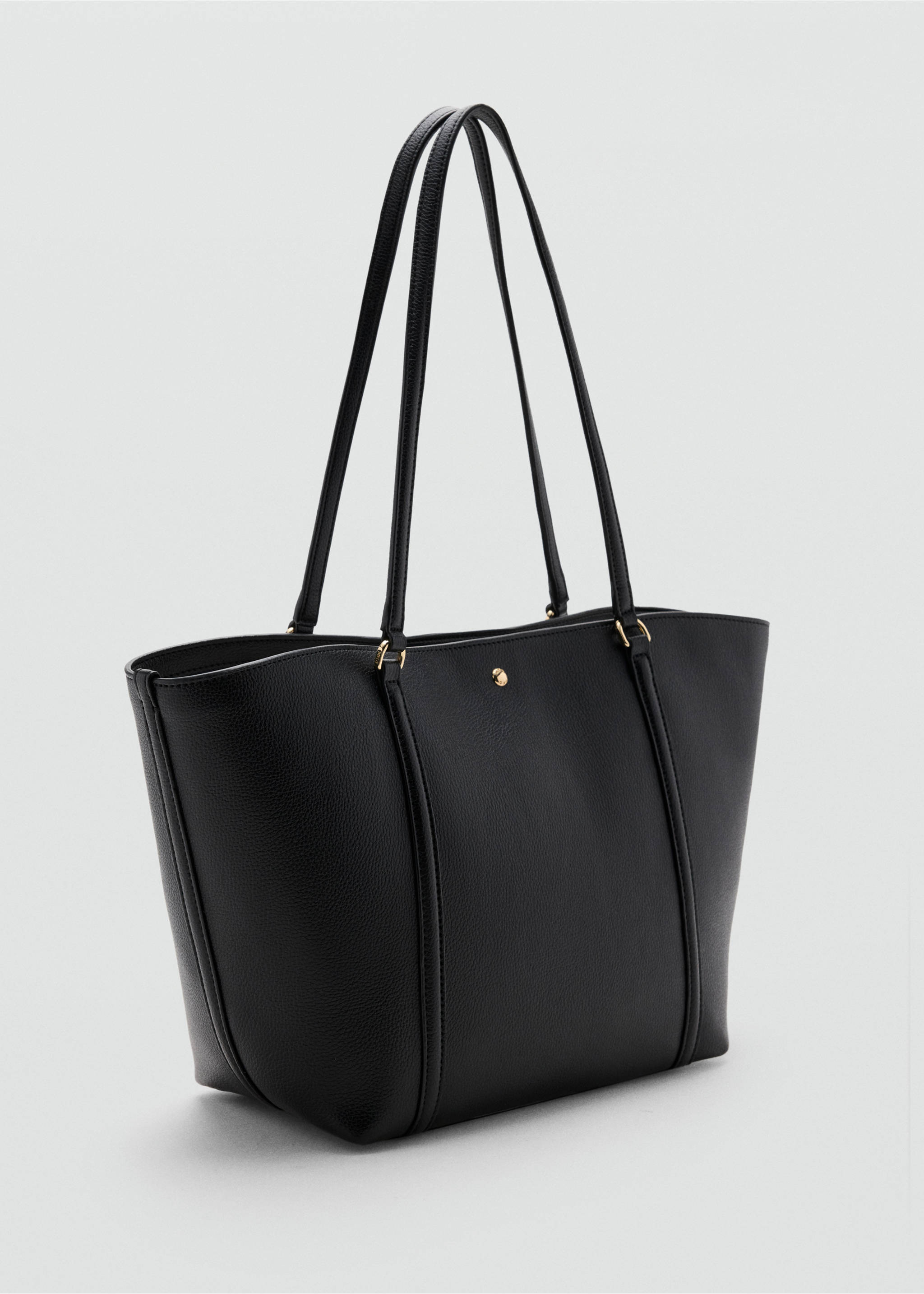 Shopper bag with double handle - Medium plane, Black. Ref: 37043317-00.