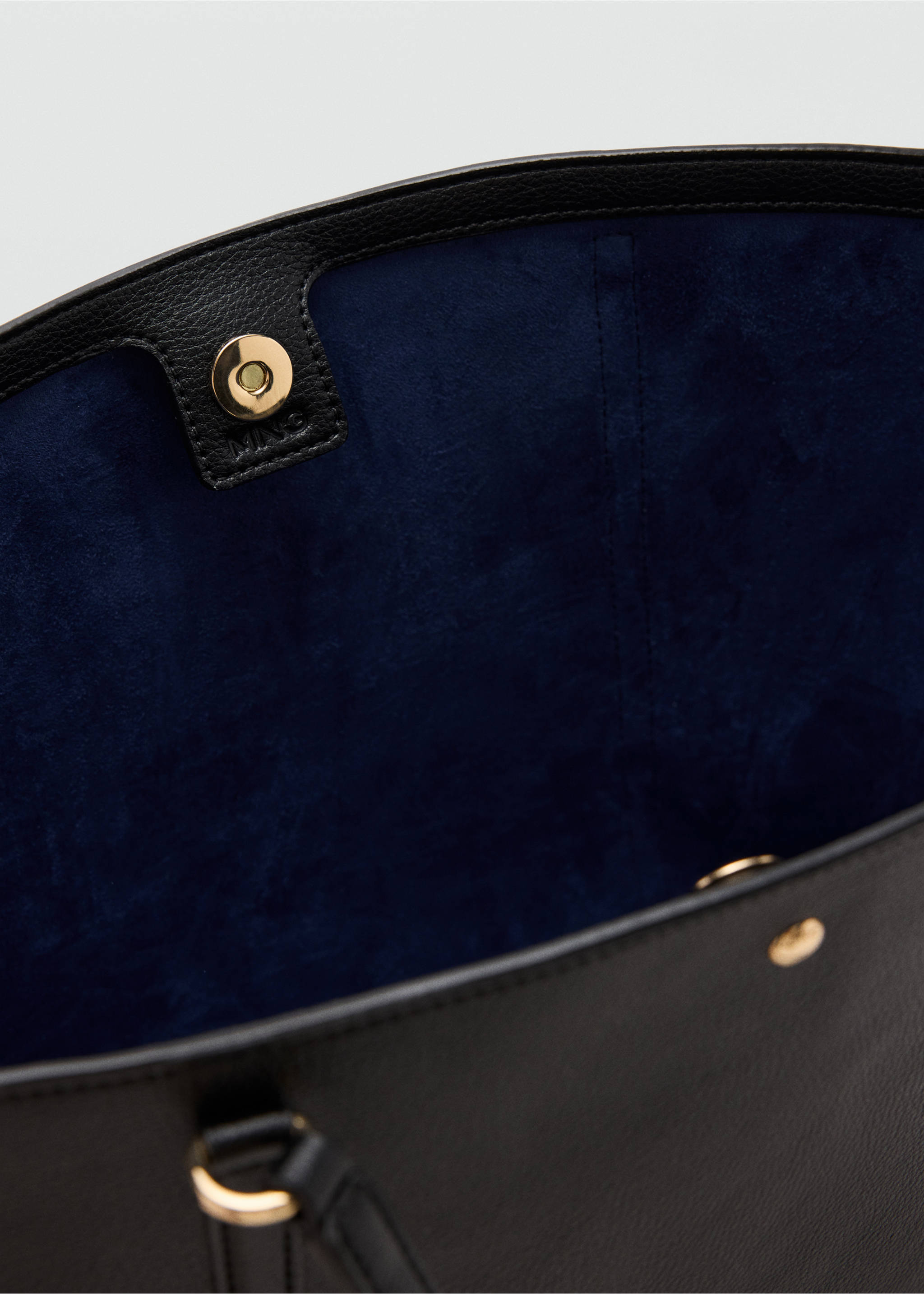 Shopper bag with double handle - Details of the article 2, Black. Ref: 37043317-00.