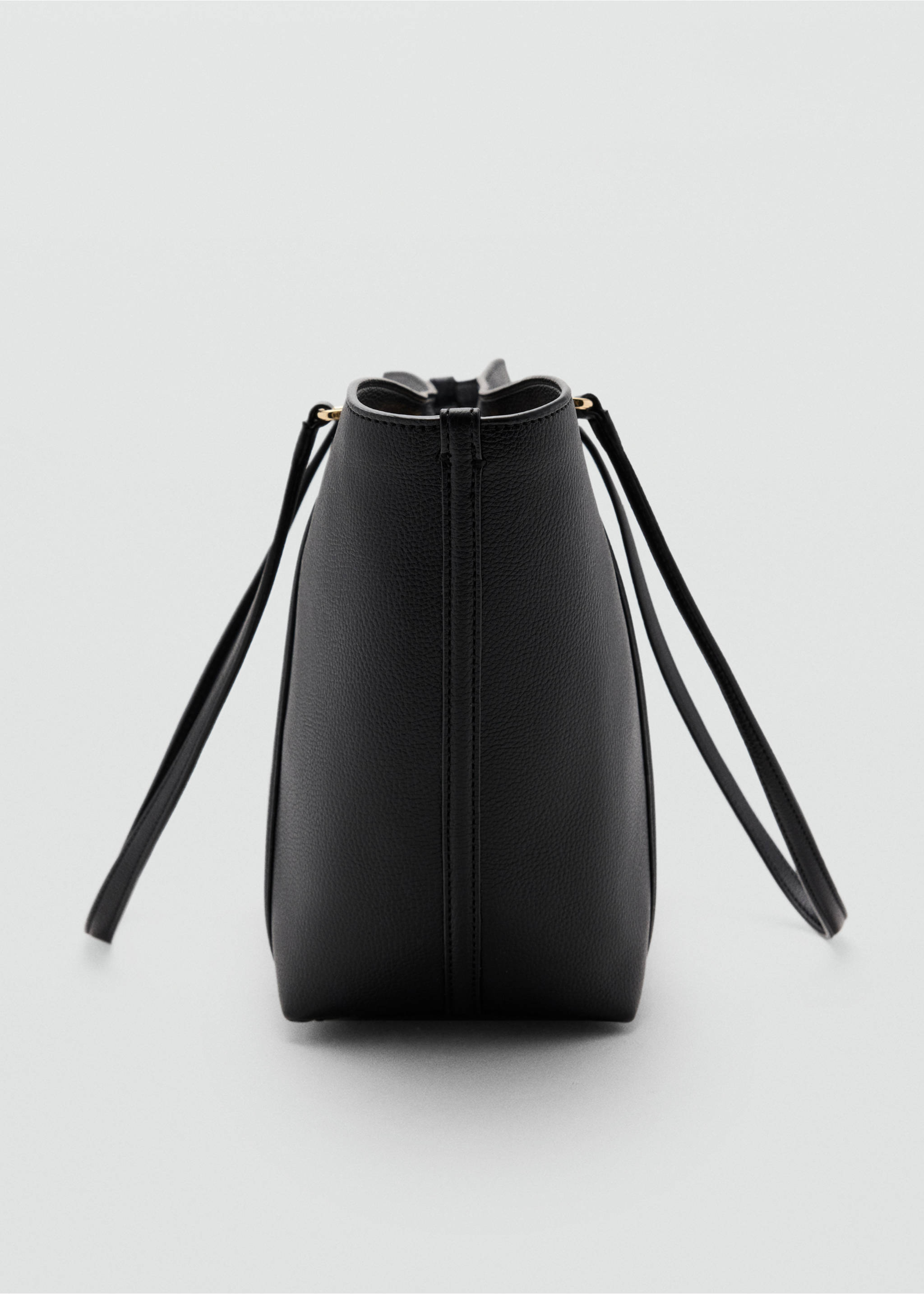 Shopper bag with double handle - Details of the article 3, Black. Ref: 37043317-00.