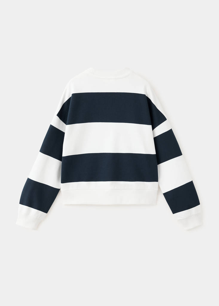 Striped sweatshirt with printed phrase — Navy