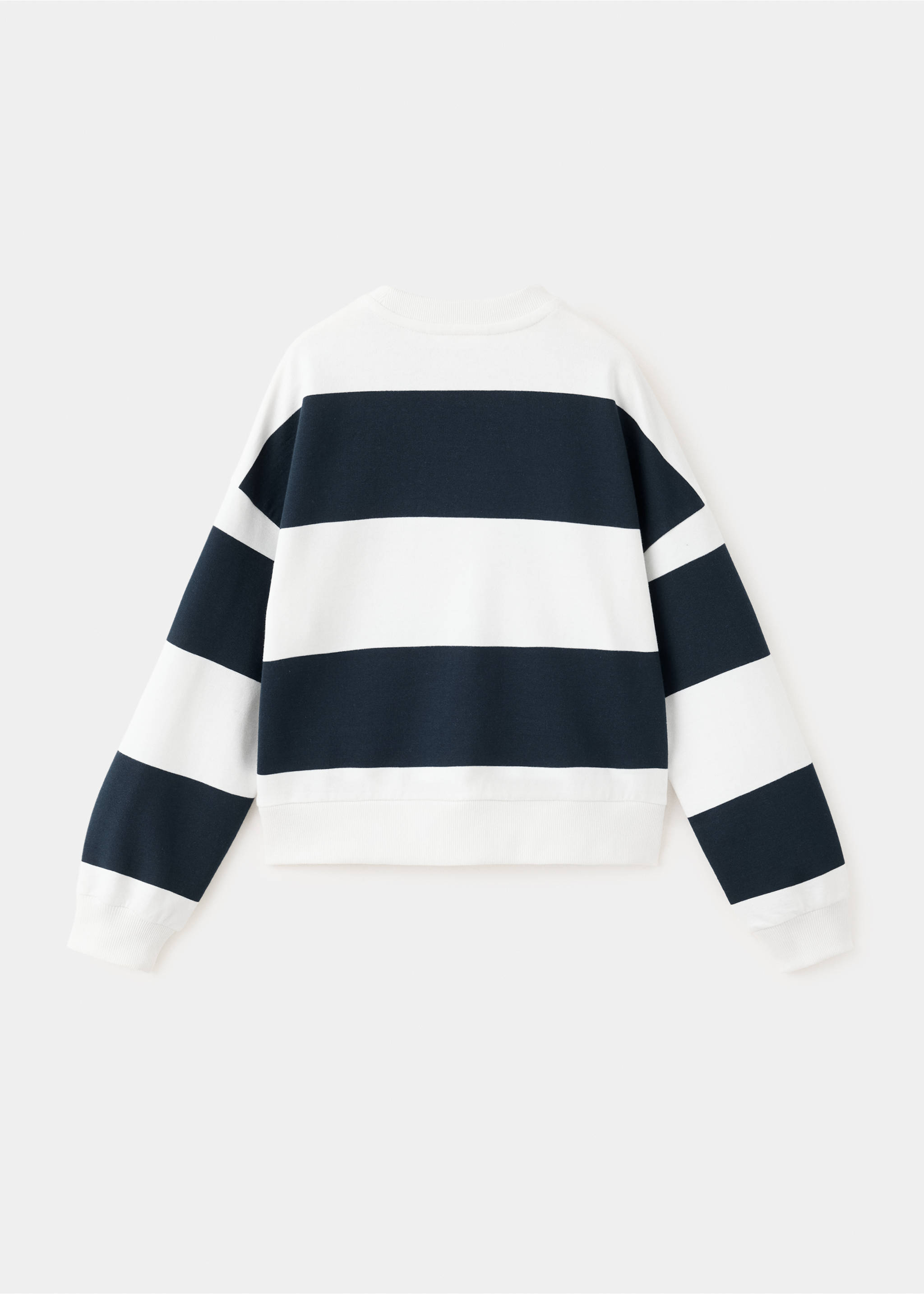 Striped sweatshirt with printed phrase - Reverse of the article, Navy. Ref: 37043318-00.