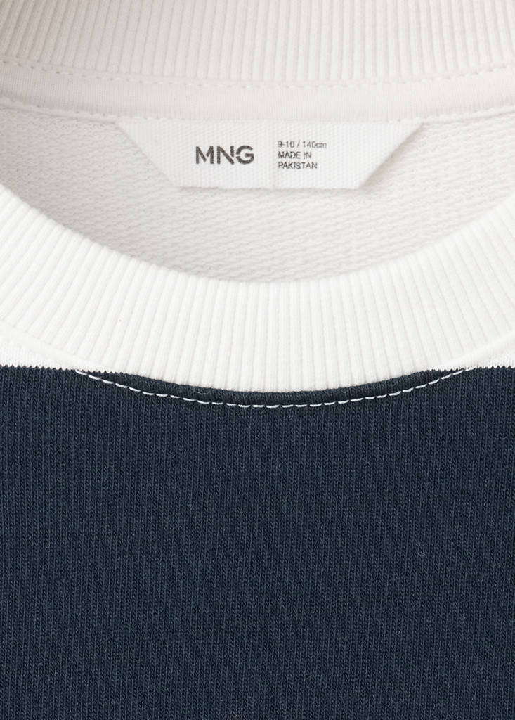 Striped sweatshirt with printed phrase — Navy