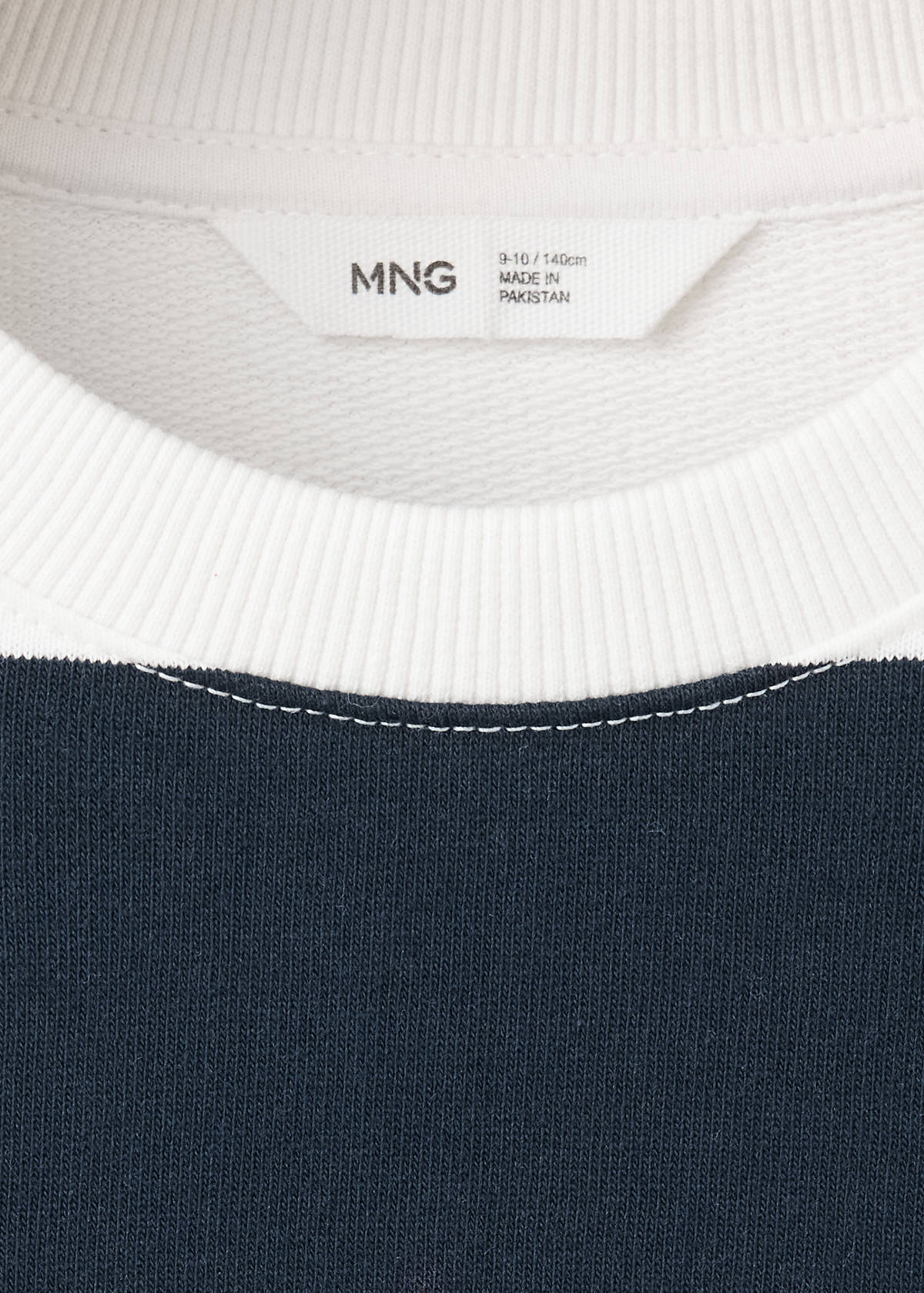 Striped sweatshirt with printed phrase — Navy