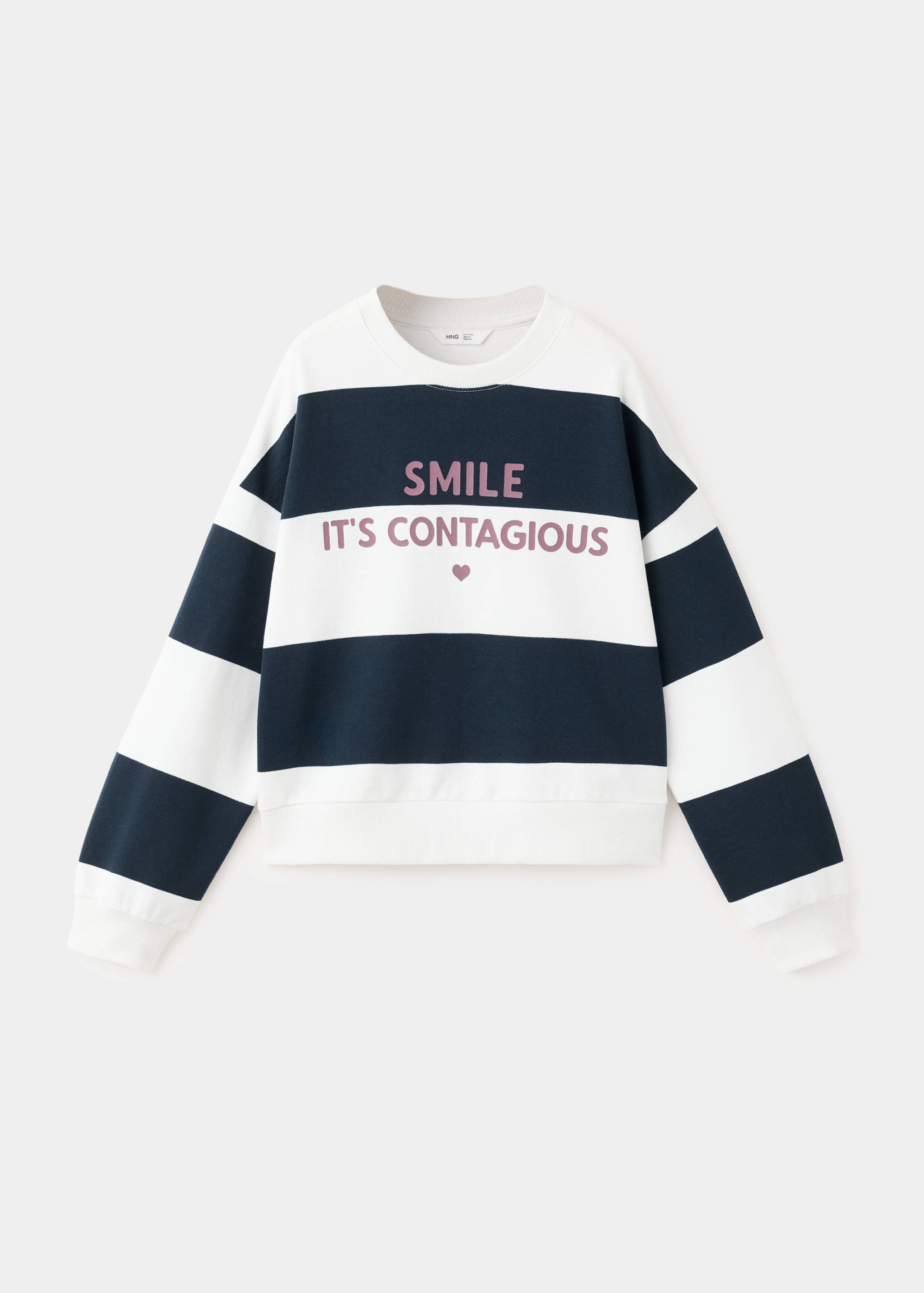 Striped sweatshirt with printed phrase - Article without model