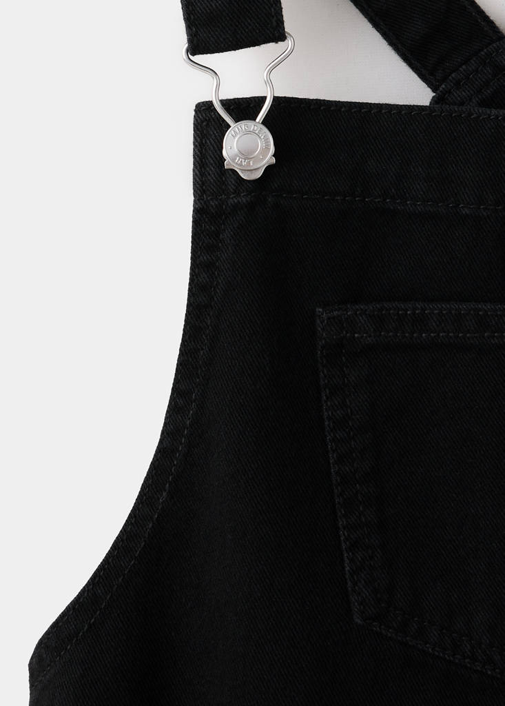 Pocket denim pinafore dress — Black denim