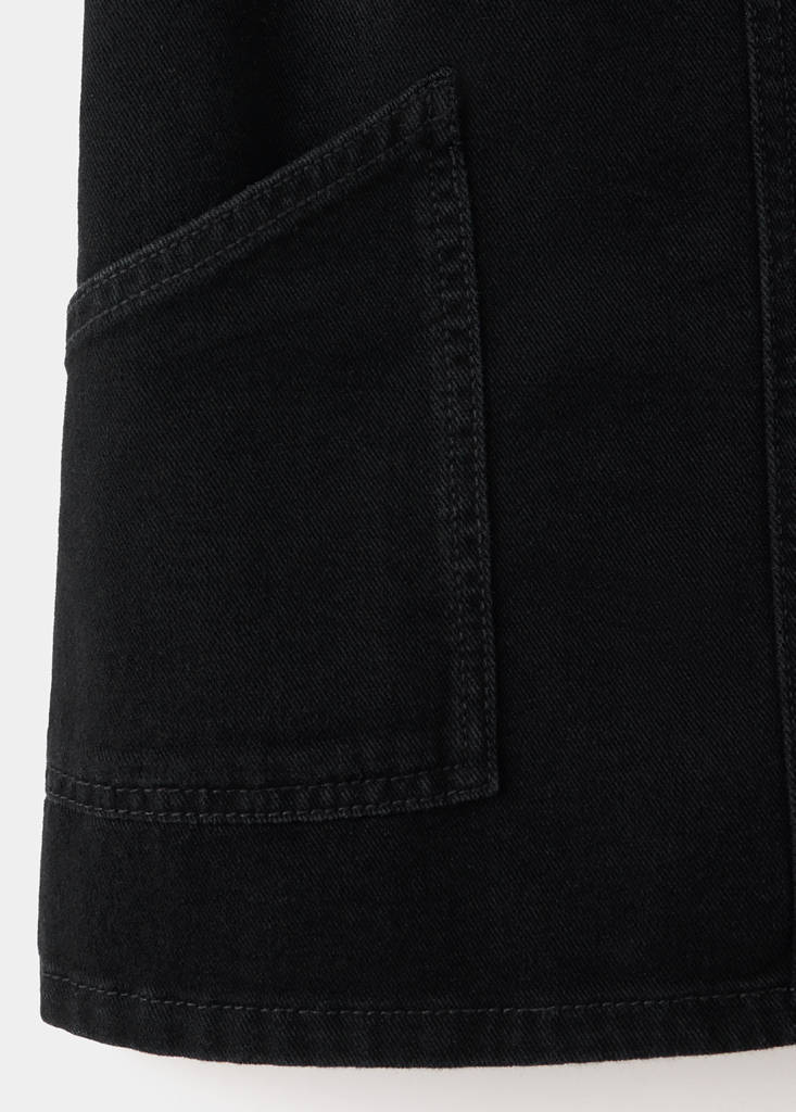 Pocket denim pinafore dress — Black denim