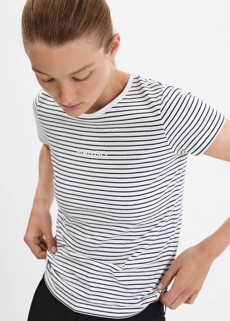 Striped logo T-shirt — Dark Navy