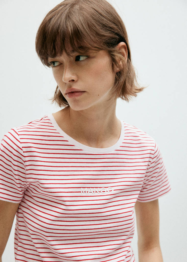 Striped logo T-shirt — Red