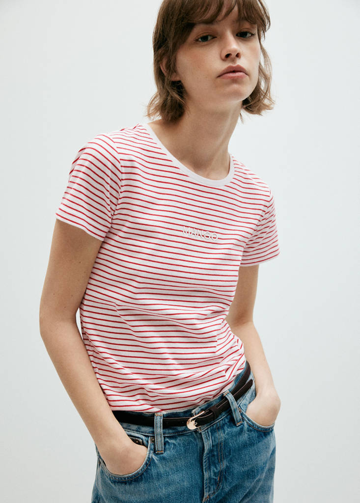 Striped logo T-shirt — Red