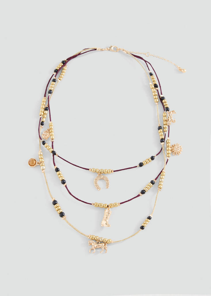 Multichain bead necklace — Beige