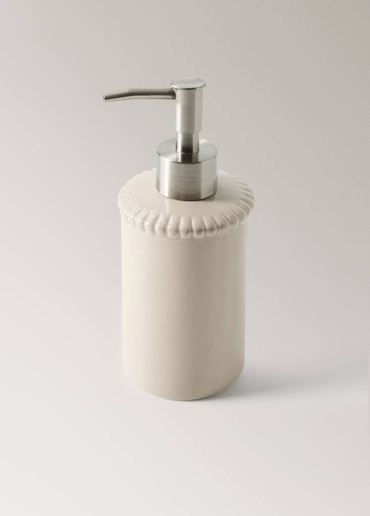 Lacquer-effect earthenware dispenser — Beige