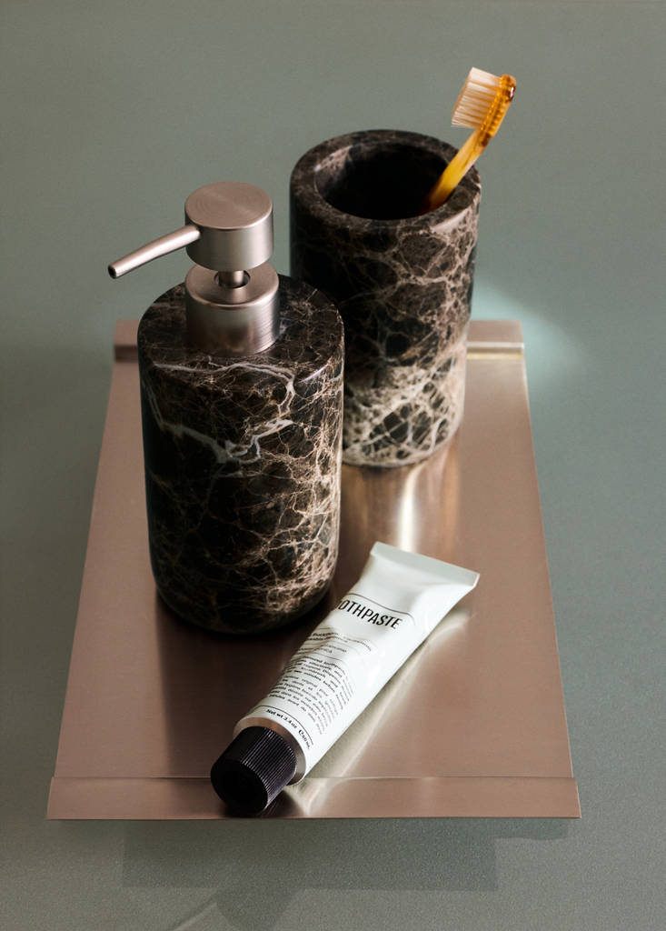 Marble soap dispenser — Brown