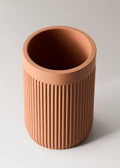 Striped resin toothbrush tumbler — Ochre 2
