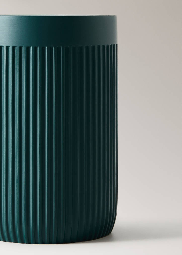 Striped resin toothbrush tumbler — Dark Green