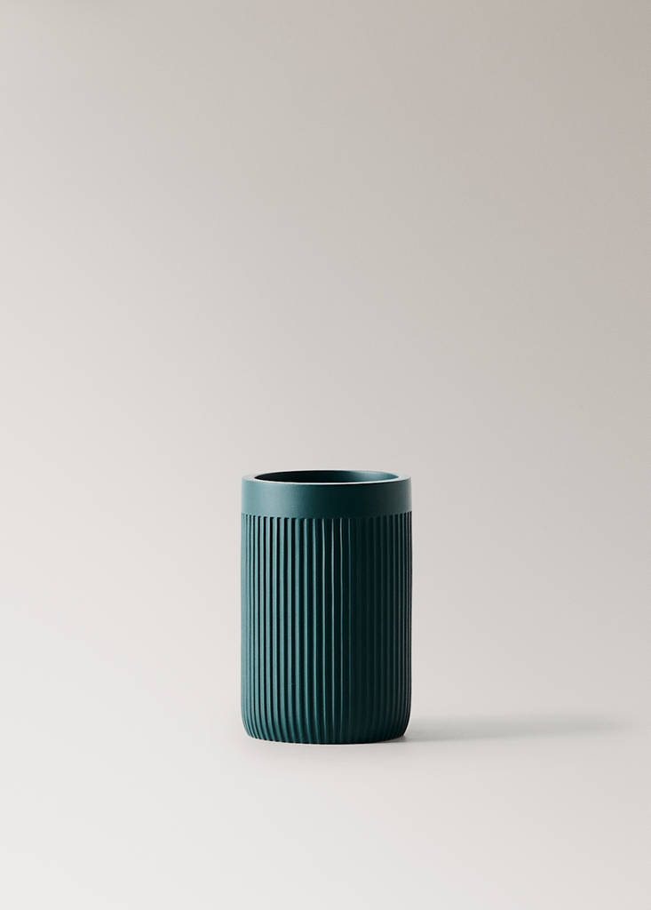 Striped resin toothbrush tumbler — Dark Green