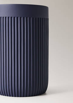 Striped resin toothbrush tumbler — Blue 3
