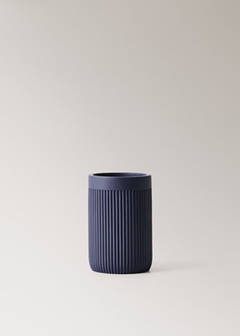 Striped resin toothbrush tumbler — Blue 5