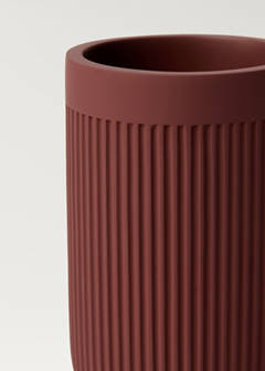 Striped resin toothbrush tumbler — Maroon 2