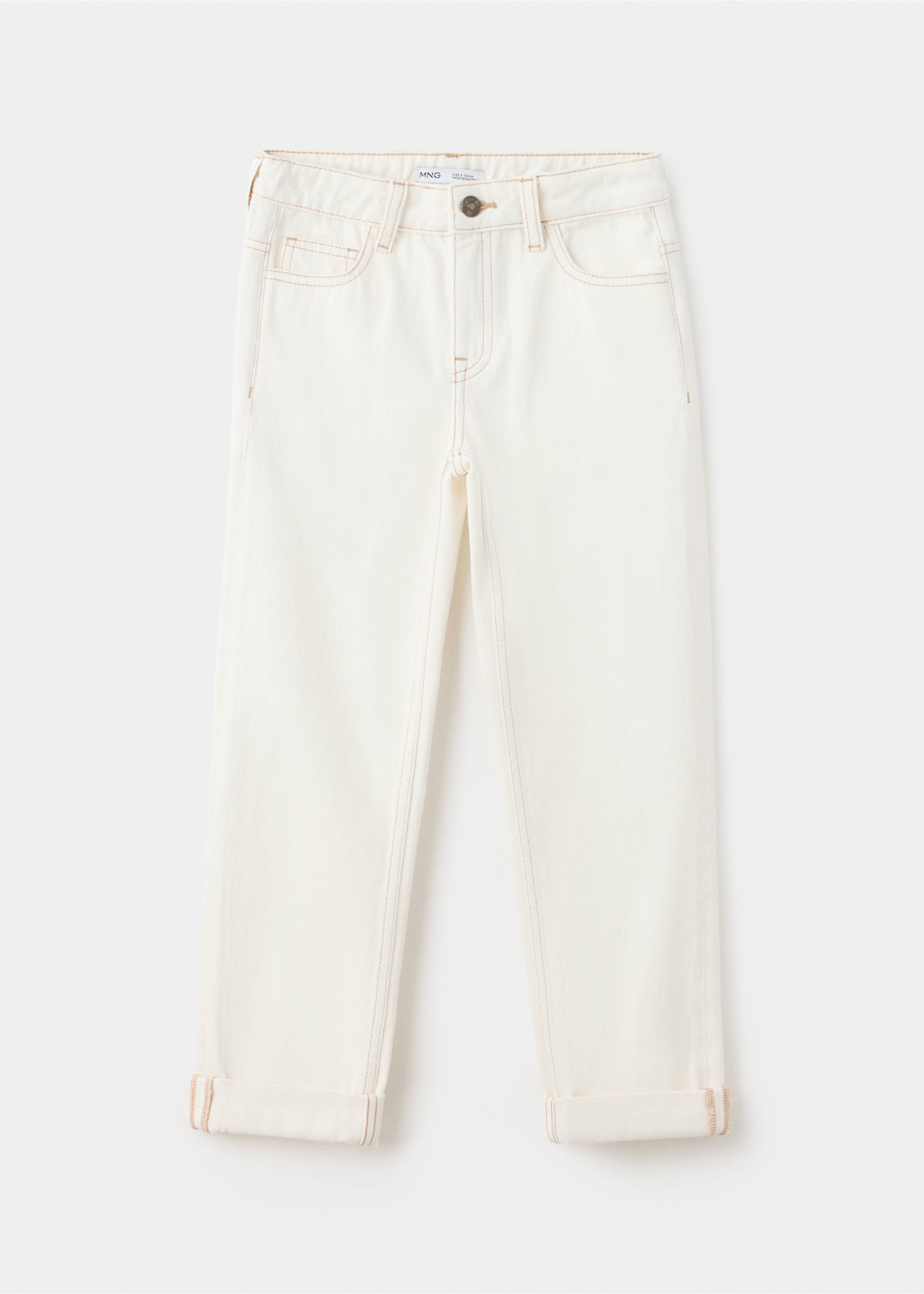 Jeans rectos bajo vuelto - Artículo sin modelo, Blanco roto. Ref: 37043864-00.
