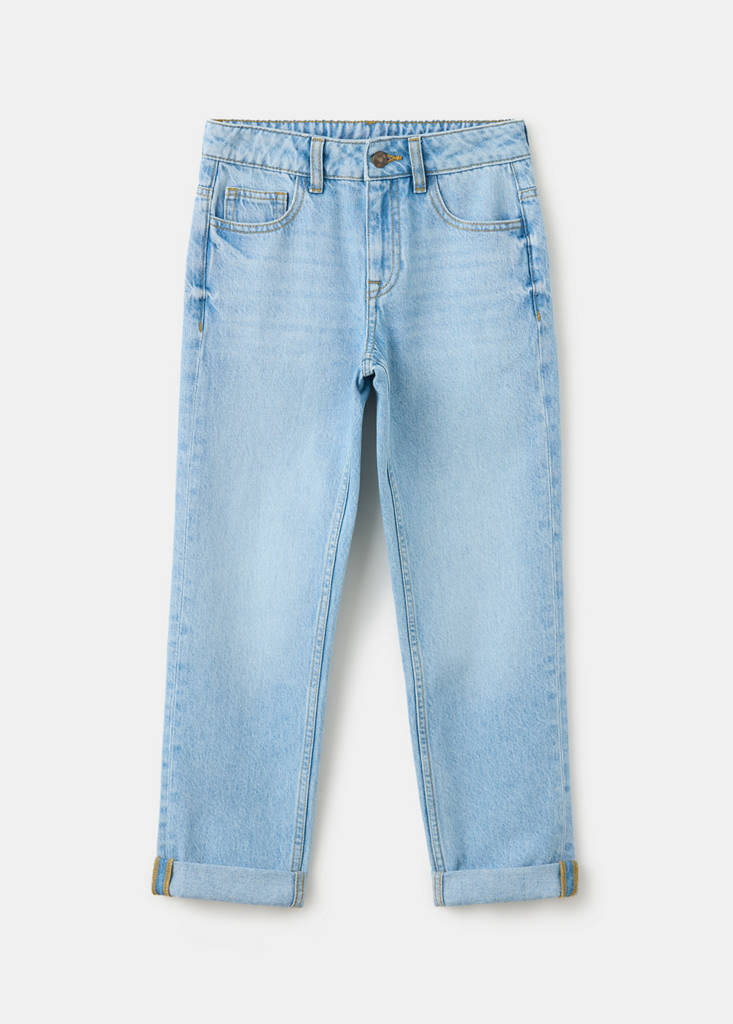 Regular fit jeans with rolled-up hem — Light Blue