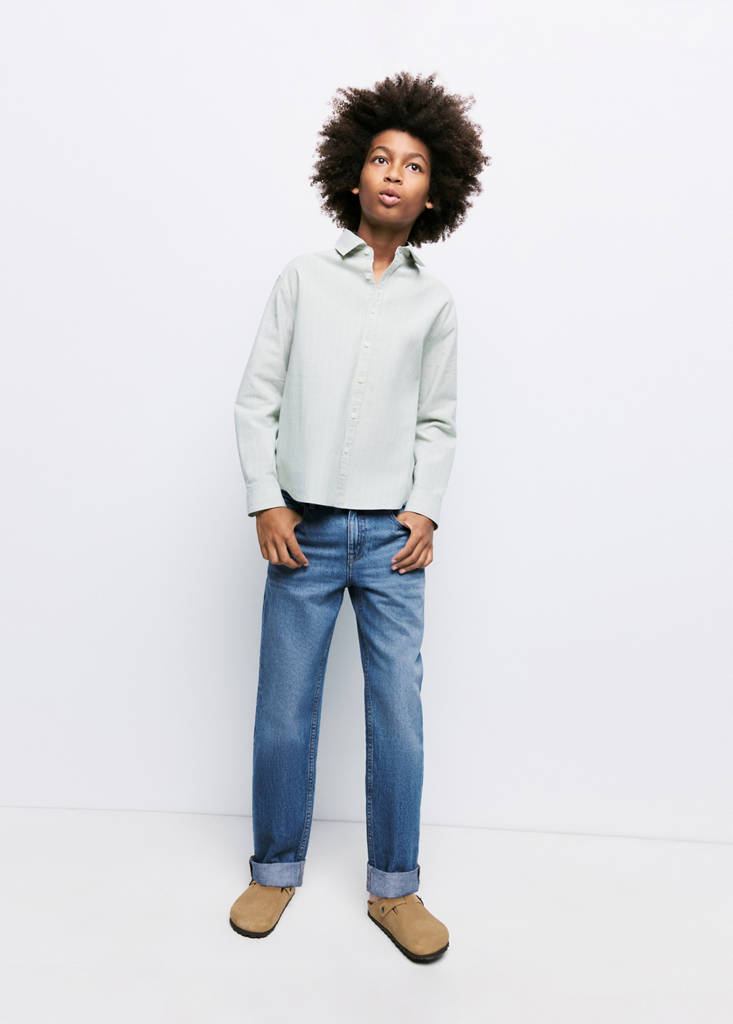 Regular fit jeans with rolled-up hem — Medium Blue