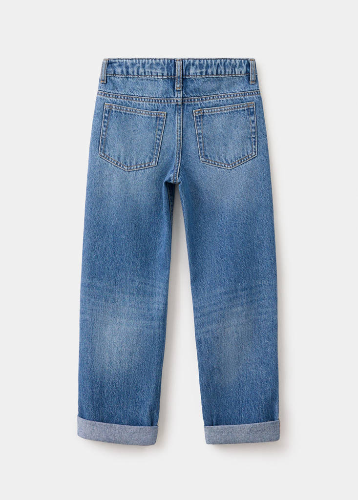 Regular fit jeans with rolled-up hem — Medium Blue