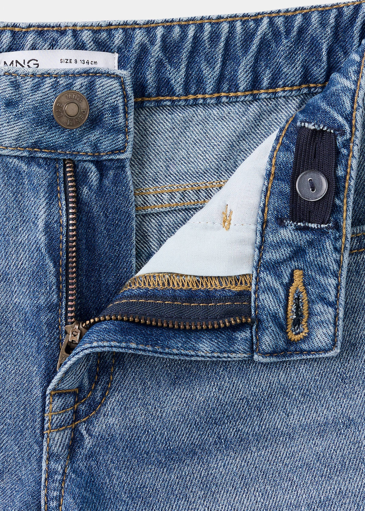 Regular fit jeans with rolled-up hem — Medium Blue