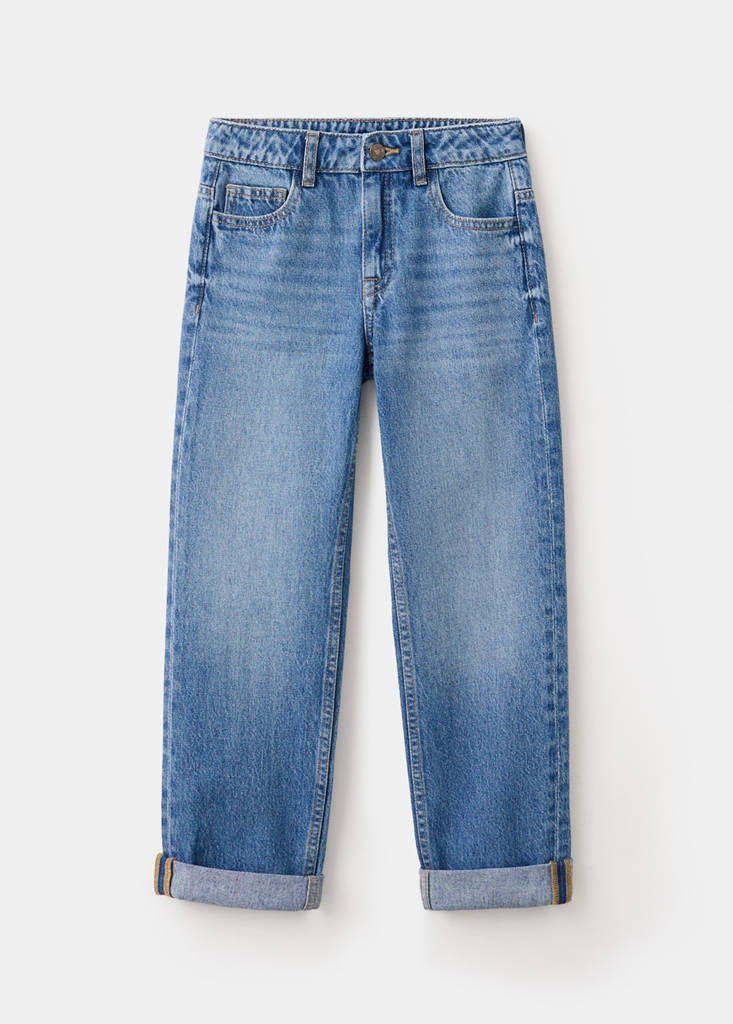Regular fit jeans with rolled-up hem — Medium Blue