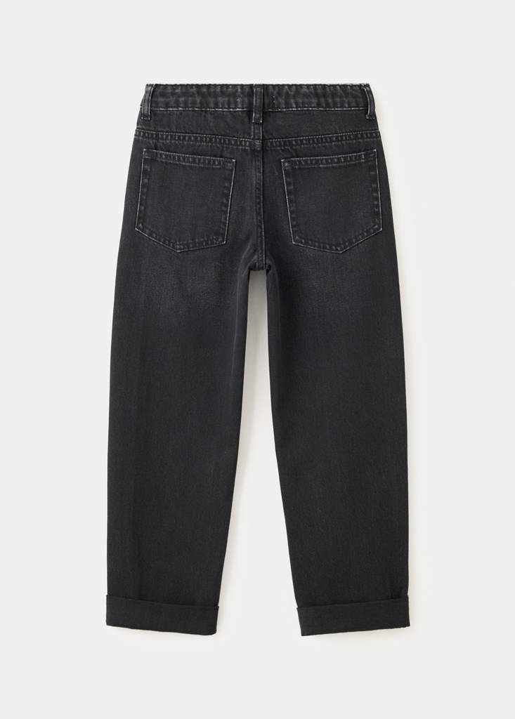Regular fit jeans with rolled-up hem — Black denim