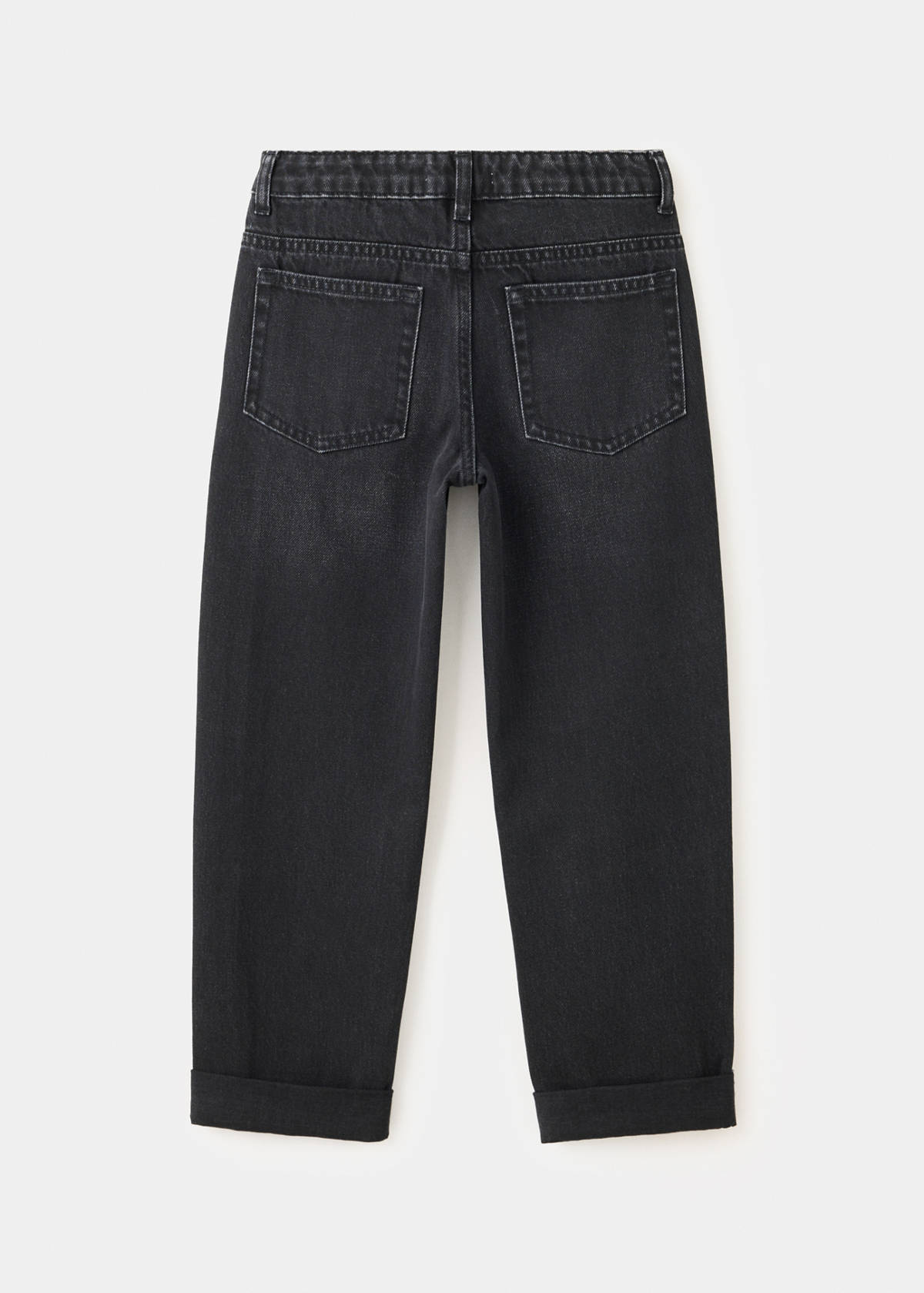 Regular fit jeans with rolled-up hem — Black denim