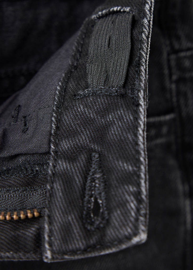 Regular fit jeans with rolled-up hem — Black denim