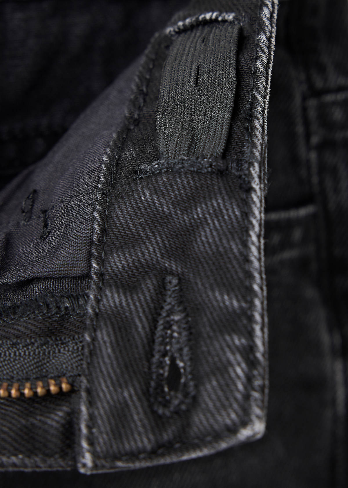 Regular fit jeans with rolled-up hem — Black denim