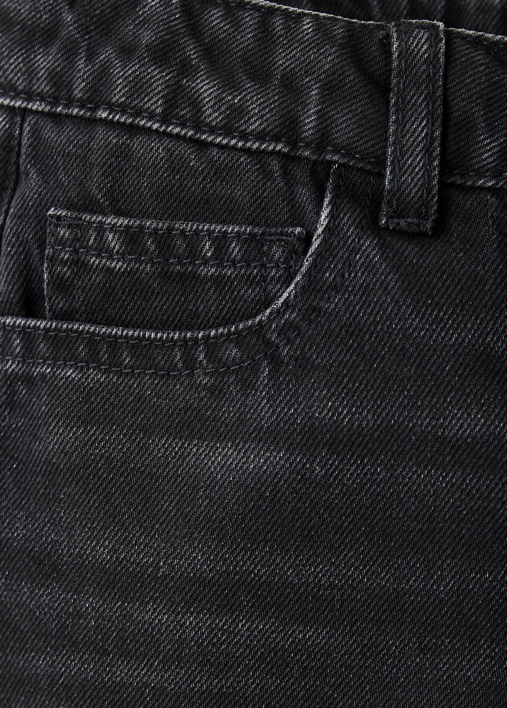 Regular fit jeans with rolled-up hem — Black denim