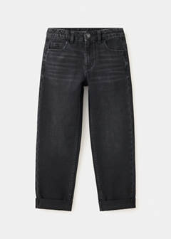 Regular fit jeans with rolled-up hem — Black denim 3