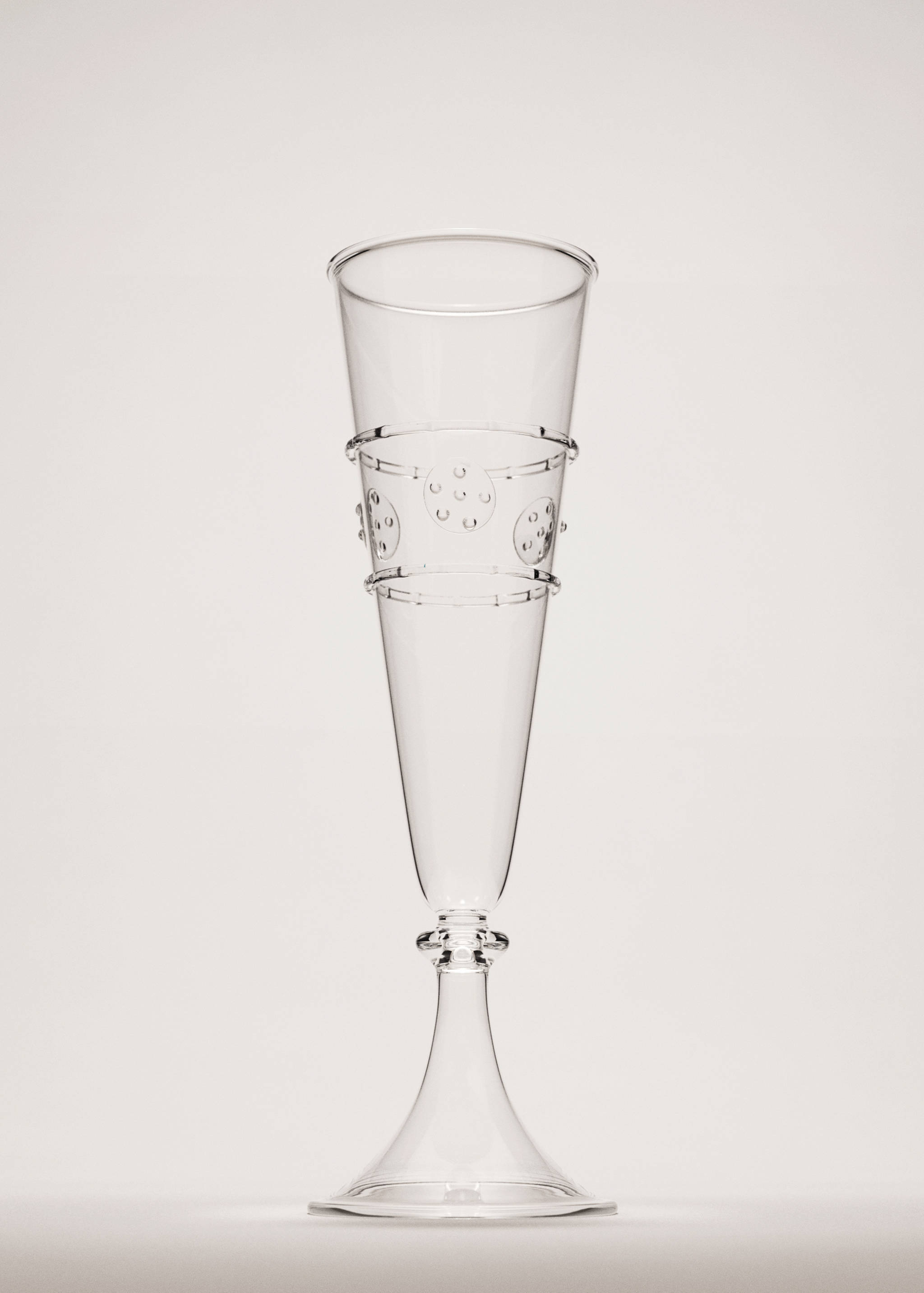 Glass flute with relief detail - General plane