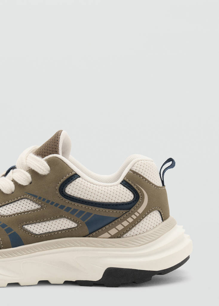 Lace-up mixed sneakers — Khaki