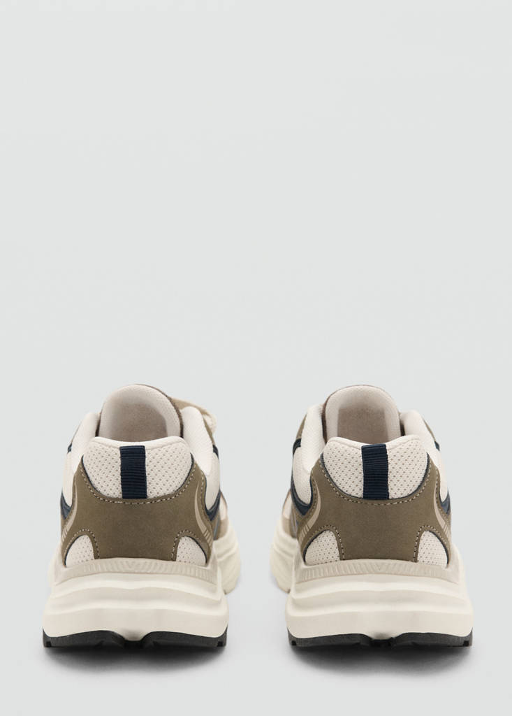 Lace-up mixed sneakers — Khaki