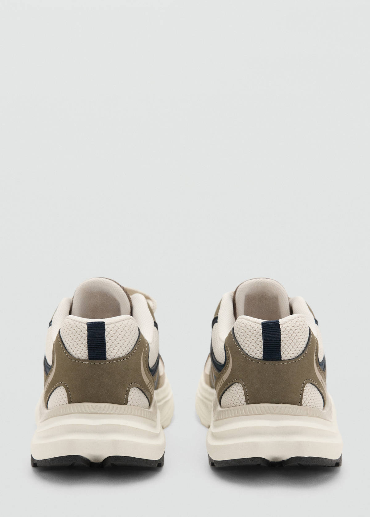 Lace-up mixed sneakers — Khaki